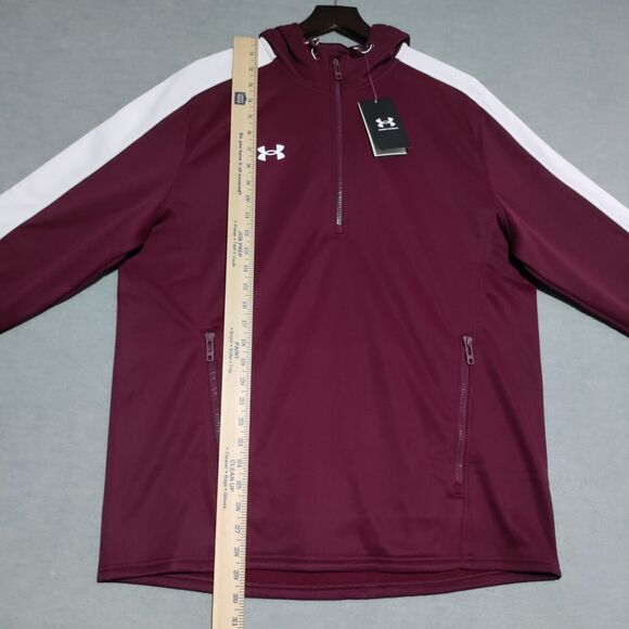 Under Armour Storm Fleece Hoodie Men's Large Maroon White Sweatshirt Sweater NEW - Picture 11 of 14